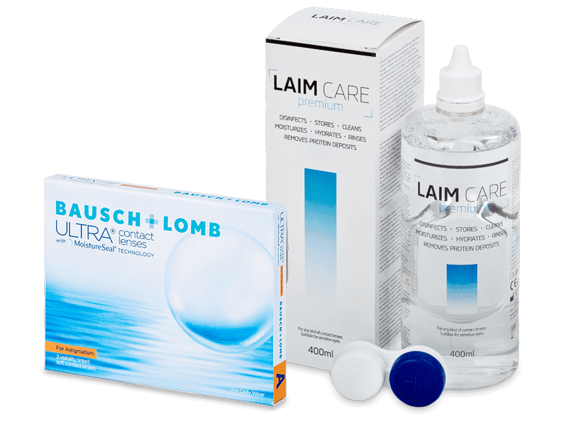 Bausch + Lomb ULTRA for Astigmatism (3 čočky) + roztok Laim Care 400 ml - Výhodný balíček