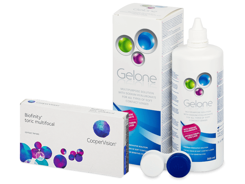 Biofinity Toric Multifocal (3 čočky) + roztok Gelone 360 ml - Výhodný balíček