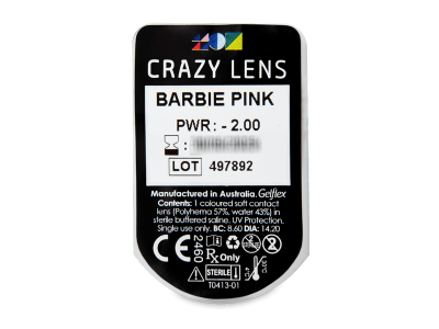 CRAZY LENS - Barbie Pink - dioptrické jednodenní (2 čočky) - 