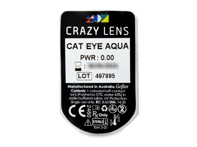 CRAZY LENS - Cat Eye Aqua - nedioptrické jednodenní (2 čočky) -  