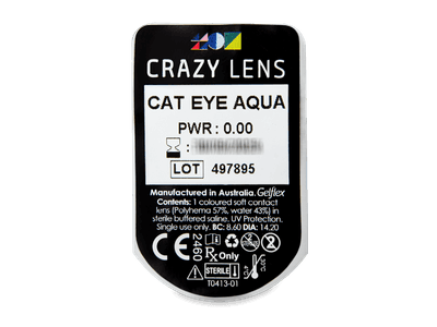 CRAZY LENS - Cat Eye Aqua - nedioptrické jednodenní (2 čočky) - 