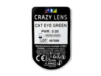 CRAZY LENS - Cat Eye Green - nedioptrické jednodenní (2 čočky) -  