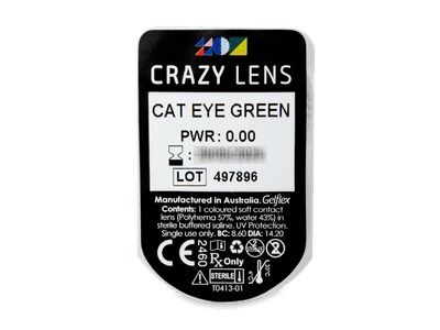 CRAZY LENS - Cat Eye Green - nedioptrické jednodenní (2 čočky) -  