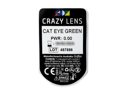 CRAZY LENS - Cat Eye Green - nedioptrické jednodenní (2 čočky) - 