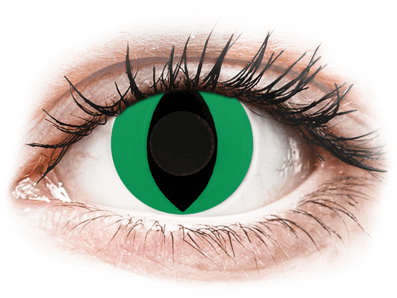 CRAZY LENS - Cat Eye Green - nedioptrické jednodenní (2 čočky) - Barevné kontaktní čočky