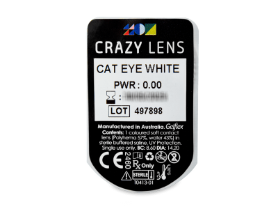 CRAZY LENS - Cat Eye White - nedioptrické jednodenní (2 čočky) -  