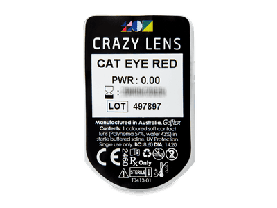 CRAZY LENS - Cat Eye Red - nedioptrické jednodenní (2 čočky) - 