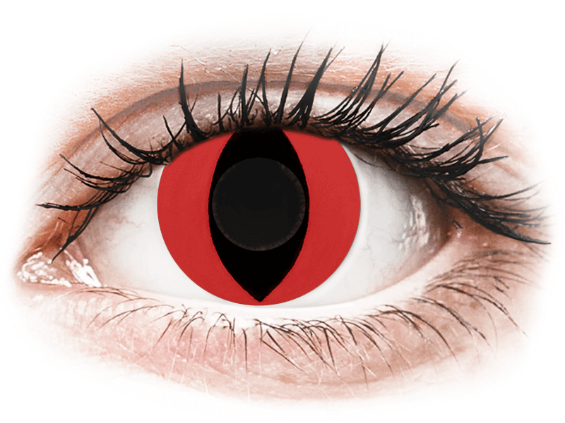 CRAZY LENS - Cat Eye Red - nedioptrické jednodenní (2 čočky) - Barevné kontaktní čočky