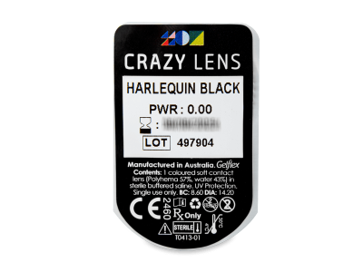 CRAZY LENS - Harlequin Black - nedioptrické jednodenní (2 čočky) -  