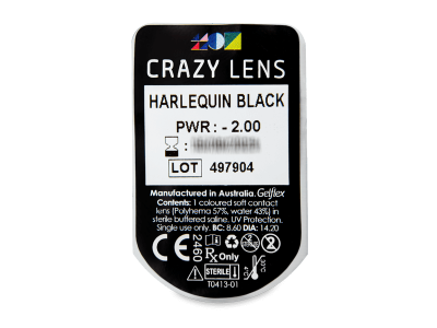 CRAZY LENS - Harlequin Black - dioptrické jednodenní (2 čočky) -  