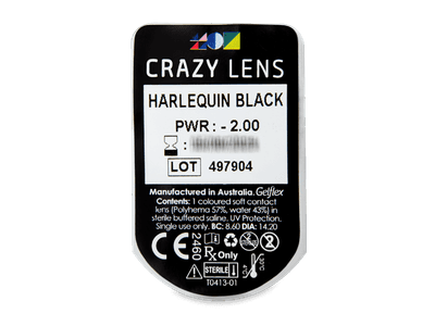 CRAZY LENS - Harlequin Black - dioptrické jednodenní (2 čočky) - 