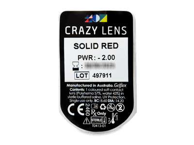 CRAZY LENS - Solid Red - dioptrické jednodenní (2 čočky) - 