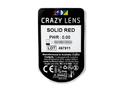 CRAZY LENS - Solid Red - nedioptrické jednodenní (2 čočky) - 