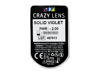 CRAZY LENS - Solid Violet - dioptrické jednodenní (2 čočky) - 