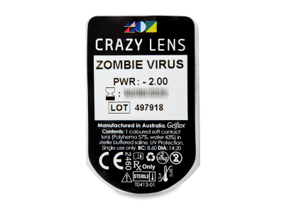 CRAZY LENS - Zombie Virus - dioptrické jednodenní (2 čočky) -  
