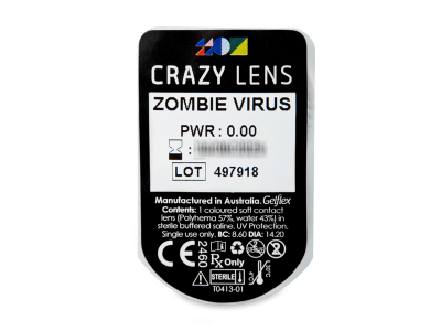 CRAZY LENS - Zombie Virus - nedioptrické jednodenní (2 čočky) - 