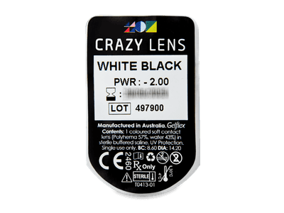 CRAZY LENS - White Black - dioptrické jednodenní (2 čočky) -  