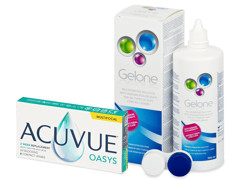 Acuvue Oasys Multifocal (6 čoček) + roztok Gelone 360 ml - Výhodný balíček