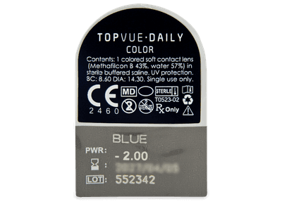 TopVue Daily Color - Blue - dioptrické jednodenní (2 čočky) - 