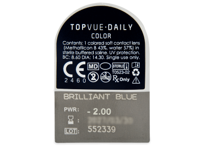 TopVue Daily Color - Brilliant Blue - dioptrické jednodenní (2 čočky) - 