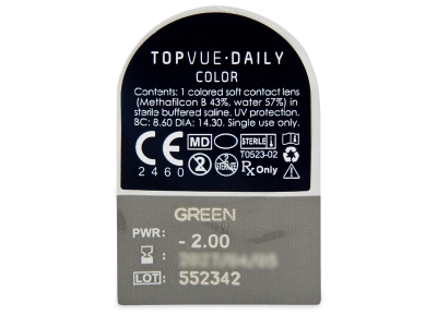 TopVue Daily Color - Green - dioptrické jednodenní (2 čočky) - 