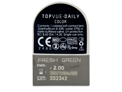 TopVue Daily Color - Fresh Green - dioptrické jednodenní (2 čočky) - 