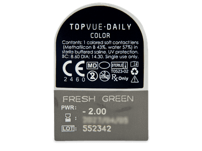 TopVue Daily Color - Fresh Green - dioptrické jednodenní (2 čočky) - 