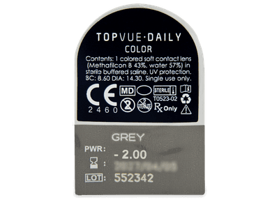 TopVue Daily Color - Grey - dioptrické jednodenní (2 čočky) - 