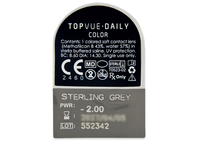 TopVue Daily Color - Sterling Grey - dioptrické jednodenní (2 čočky) - 