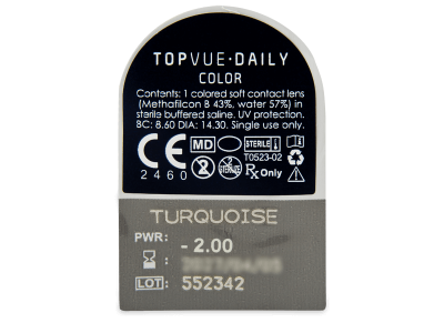 TopVue Daily Color - Turquoise - dioptrické jednodenní (2 čočky) - 