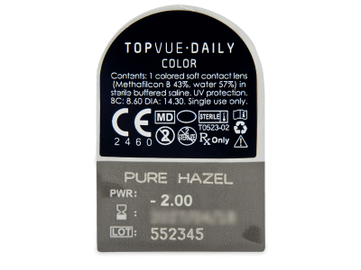 TopVue Daily Color - Pure Hazel - dioptrické jednodenní (2 čočky) - 