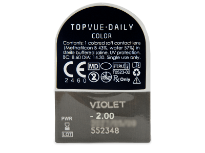 TopVue Daily Color - Violet - dioptrické jednodenní (2 čočky) - 
