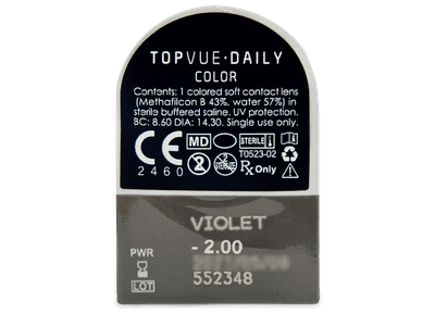 TopVue Daily Color - Violet - dioptrické jednodenní (2 čočky) - 