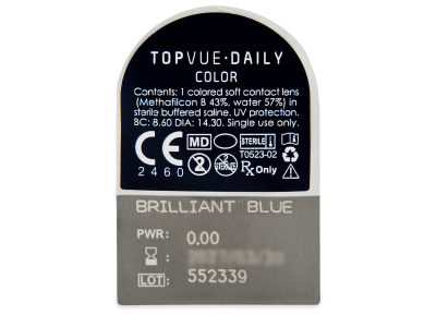 TopVue Daily Color - Brilliant Blue - nedioptrické jednodenní (2 čočky) - 
