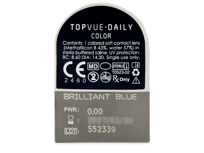 TopVue Daily Color - Brilliant Blue - nedioptrické jednodenní (2 čočky) - 