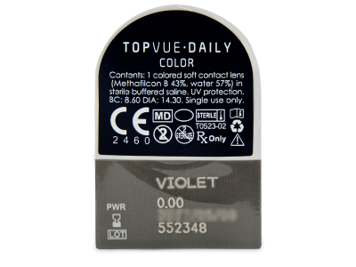 TopVue Daily Color - Violet - nedioptrické jednodenní (2 čočky) - 