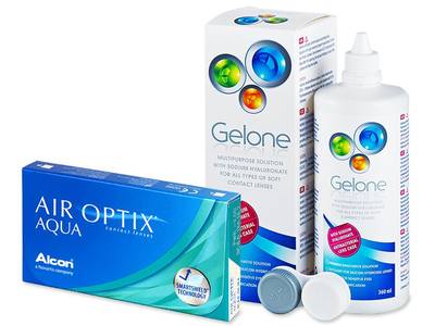 Air Optix Aqua (6 čoček) + roztok Gelone 360 ml - Výhodný balíček