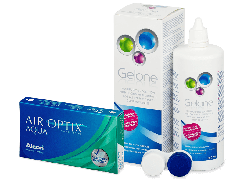 Air Optix Aqua (6 čoček) + roztok Gelone 360 ml - Výhodný balíček