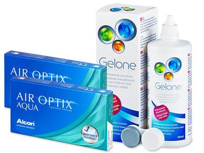 Air Optix Aqua (2x3 čočky) + roztok Gelone 360 ml - Výhodný balíček