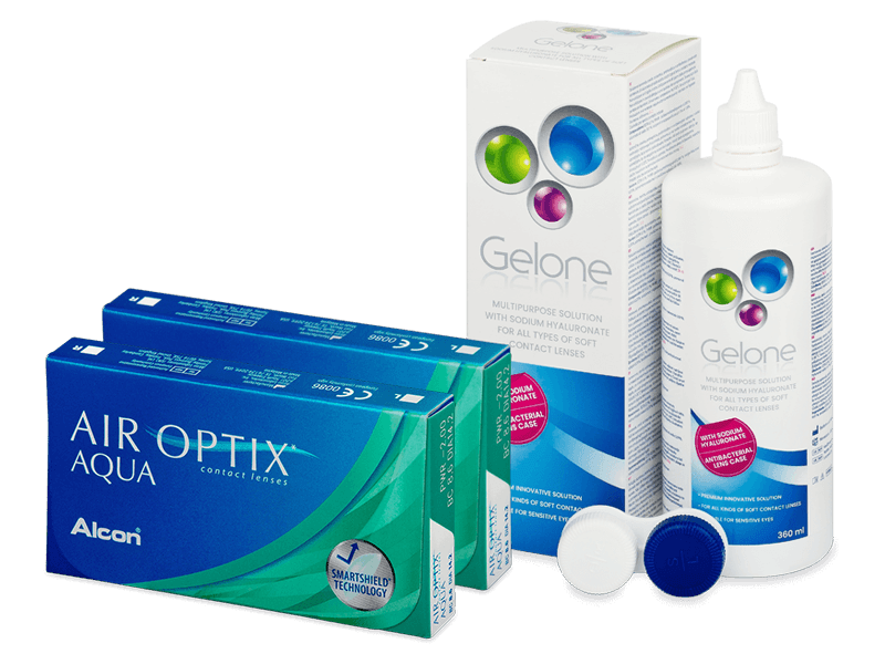Air Optix Aqua (2x3 čočky) + roztok Gelone 360 ml - Výhodný balíček